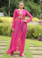 Georgette Pink Navratri Wear Leheriya Print Readymade Kurti